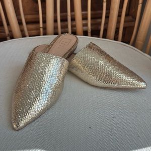 ShuShop Agnetta Gold Slip-On Mules Size 8.5